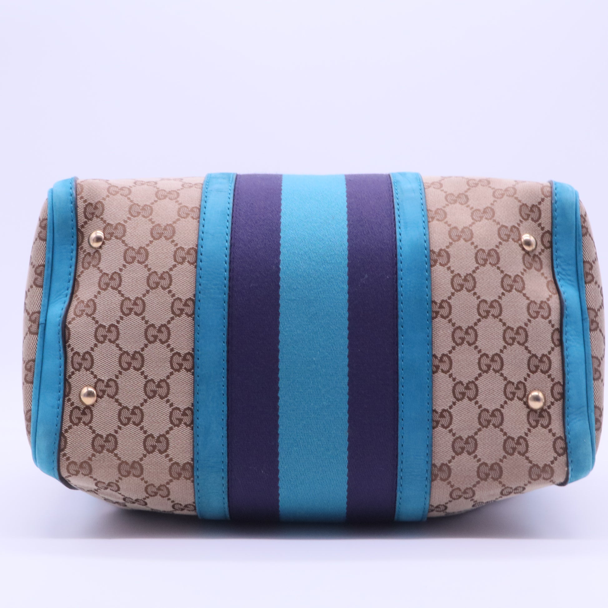 GG Canvas/Nubuck Leather Vintage Web Medium Joy Boston Bag w/Shoulder Strap