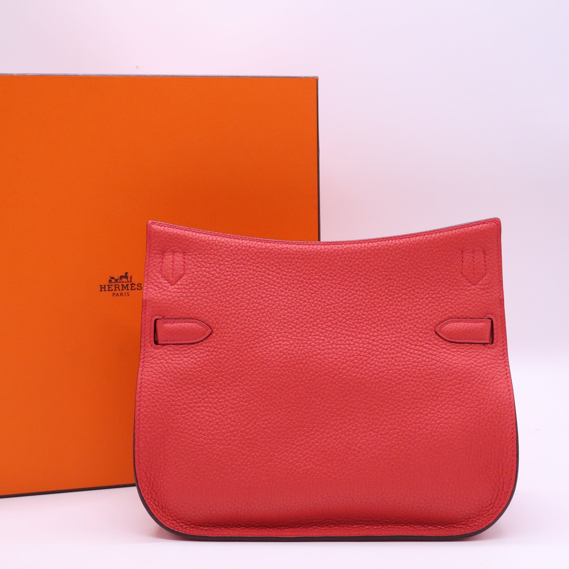 Hermes 28cm Bougainvillea Clemence Leather Jypsiere Bag twins B21093