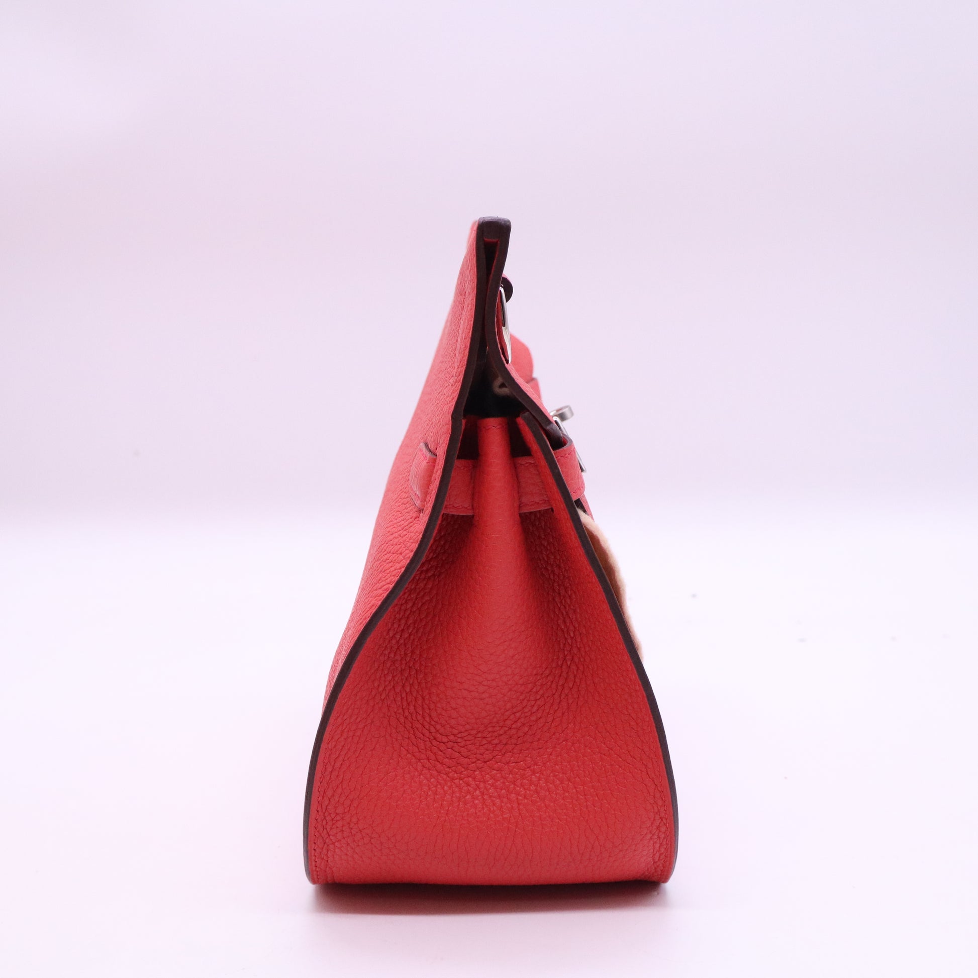 Hermes 28cm Bougainvillea Clemence Leather Jypsiere Bag twins B21093