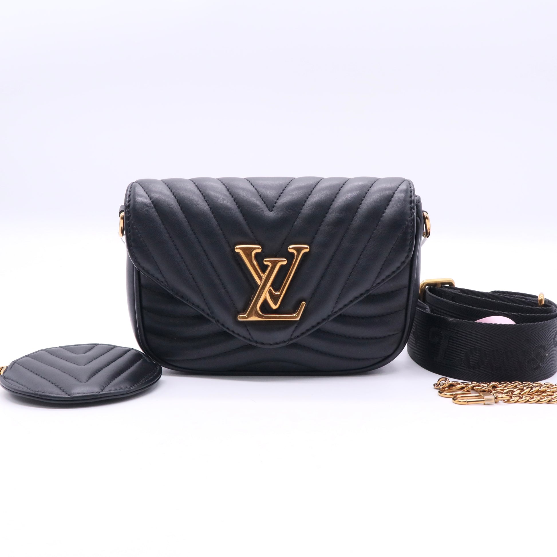 Louis Vuitton Calfskin LV New Wave Chain Bag Black Twins  LDJ3313