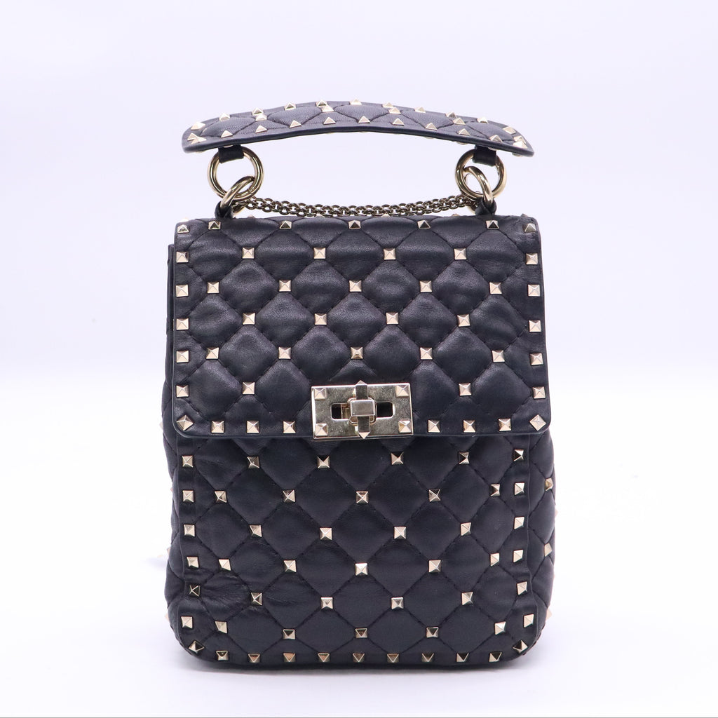 Vertical Rockstud Spike Flap Bag Quilted Leather Medium B21720