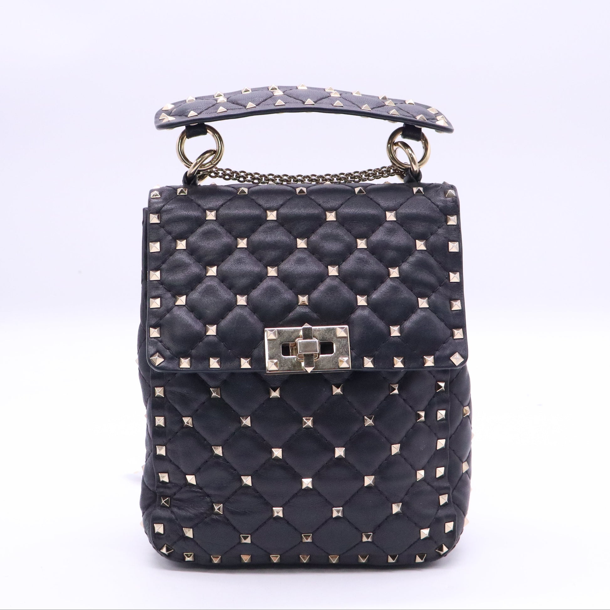 Vertical Rockstud Spike Flap Bag Quilted Leather Medium B21720