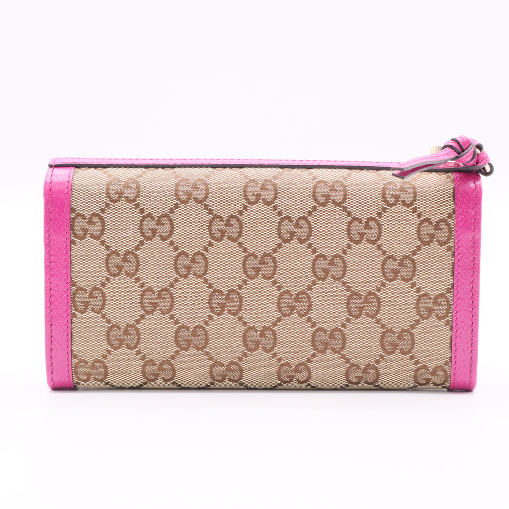 GG Supreme Continental Wallet Pink Canvas Twins