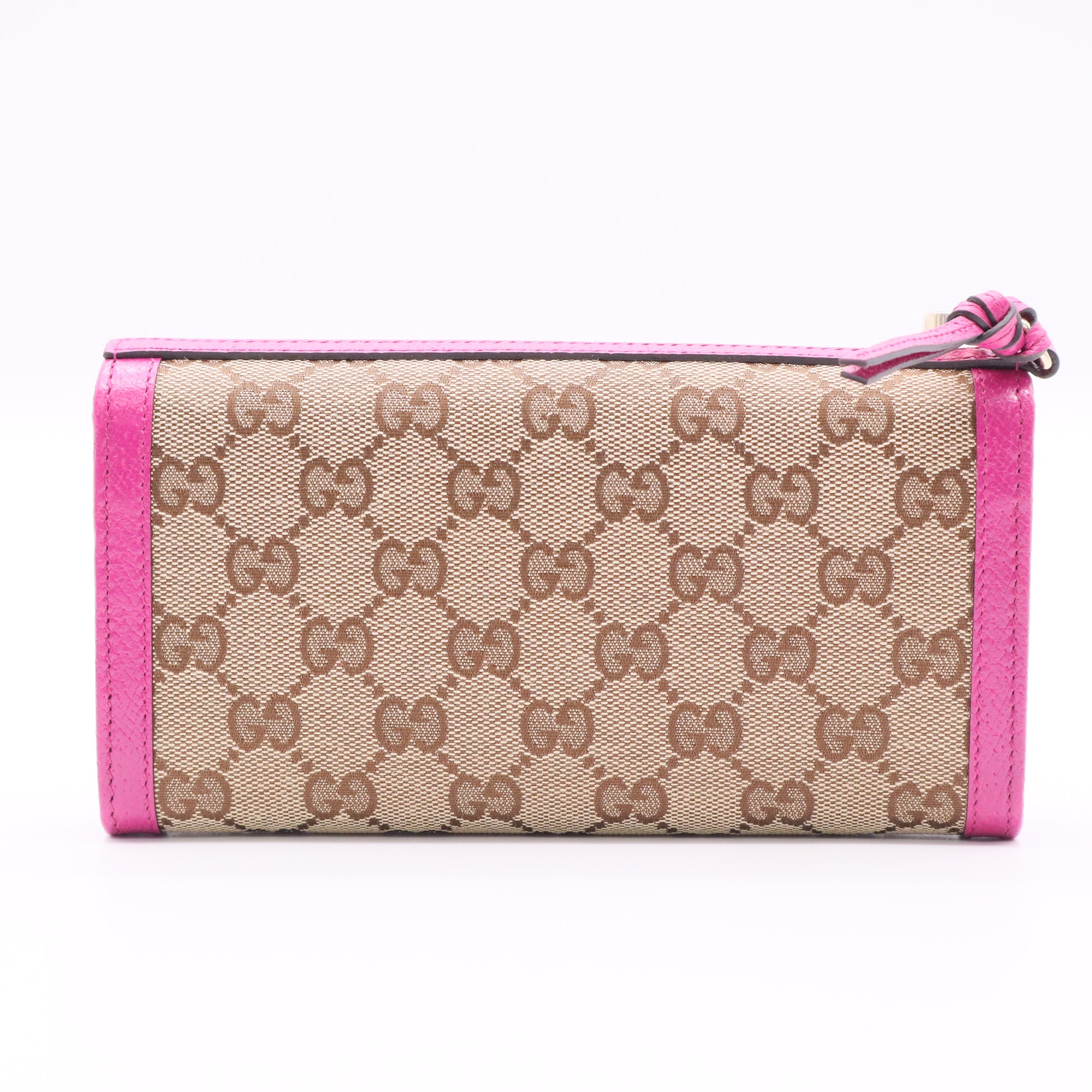 GG Supreme Continental Wallet Pink Canvas Twins