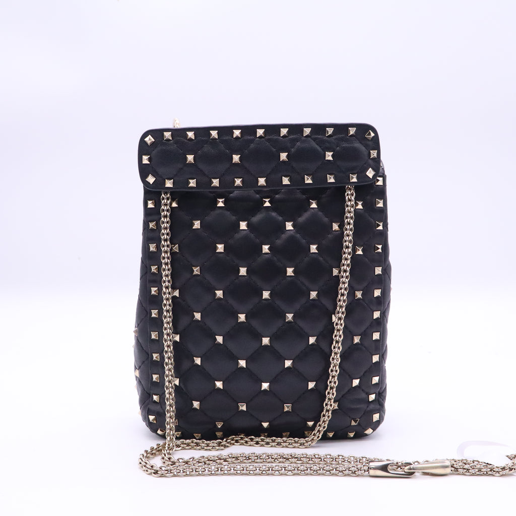 Vertical Rockstud Spike Flap Bag Quilted Leather Medium B21720
