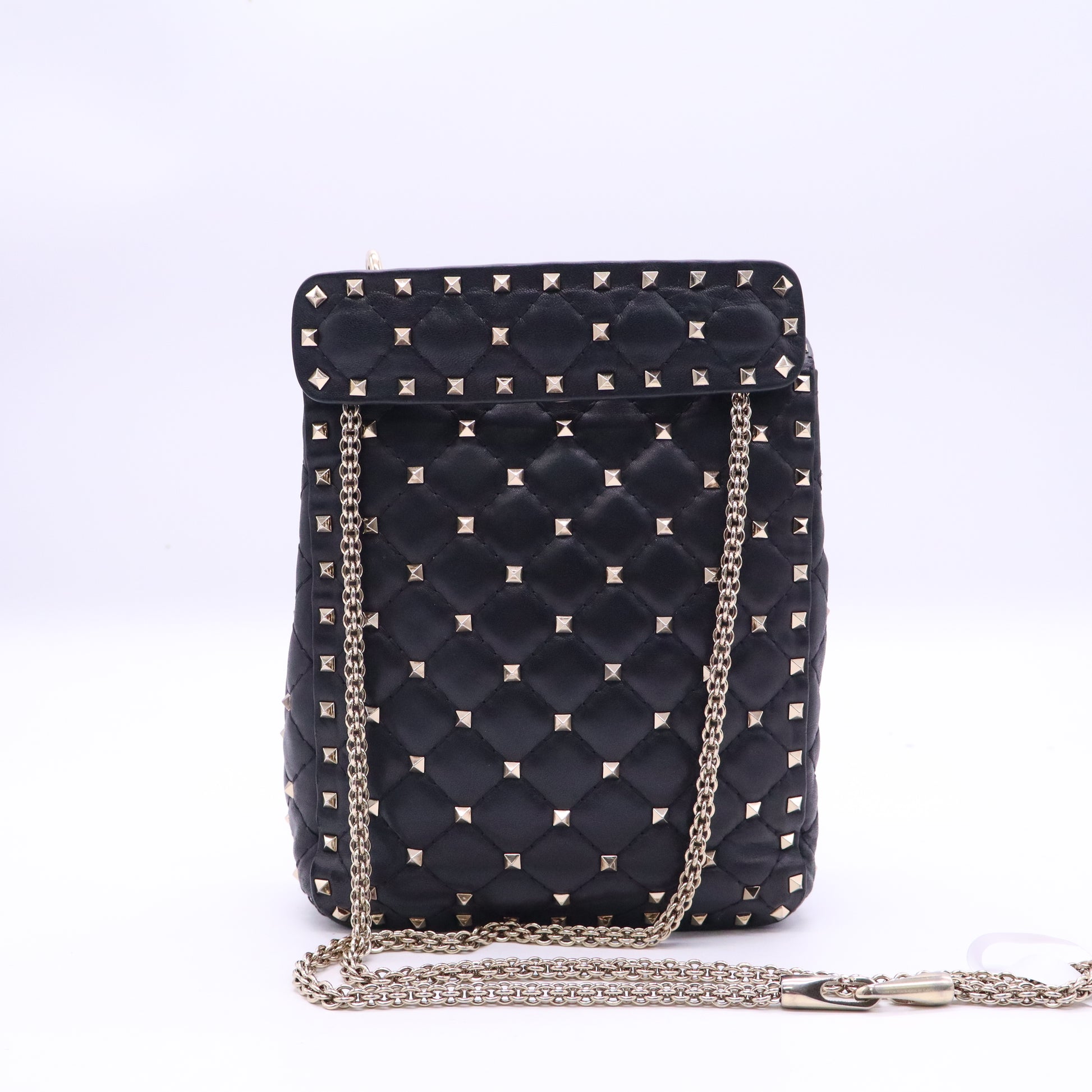 Vertical Rockstud Spike Flap Bag Quilted Leather Medium B21720