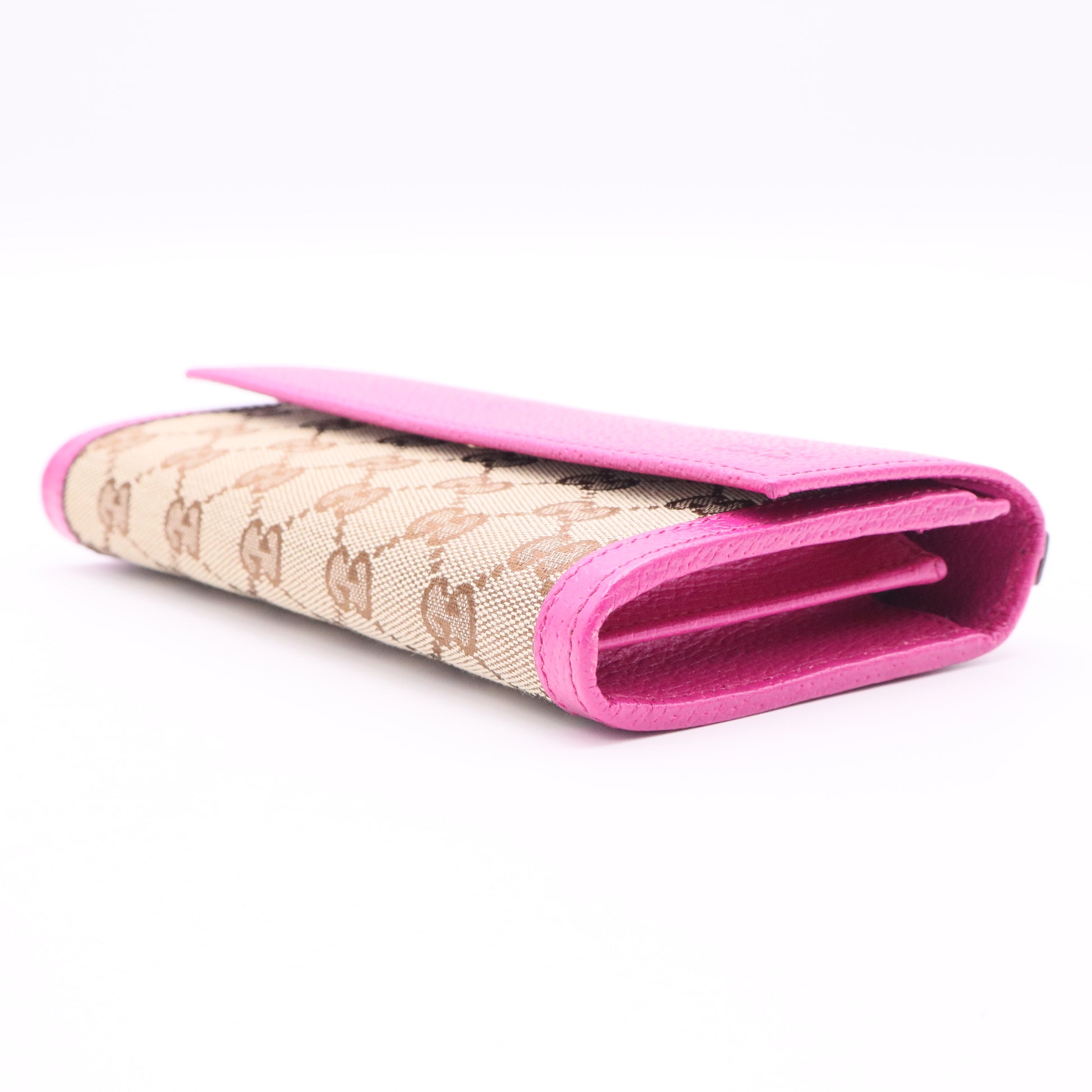 GG Supreme Continental Wallet Pink Canvas Twins