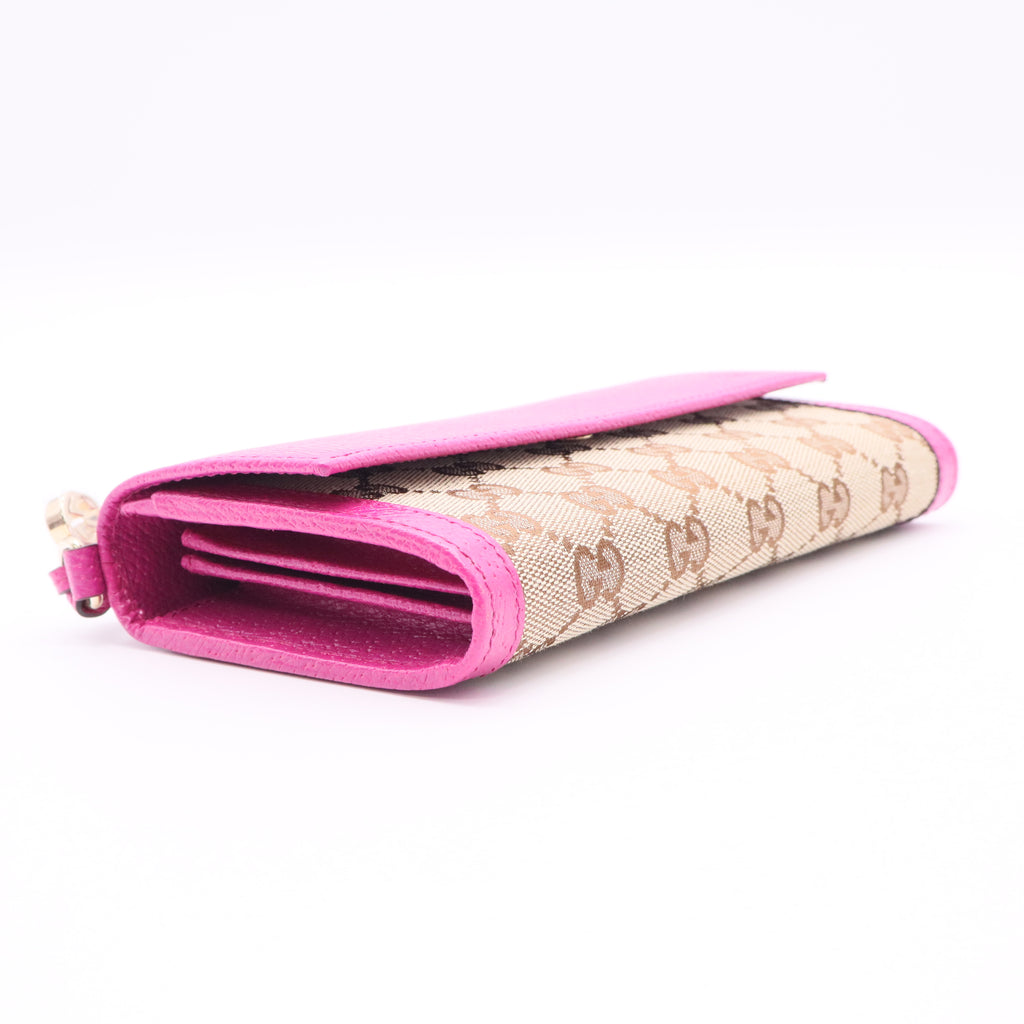 GG Supreme Continental Wallet Pink Canvas Twins