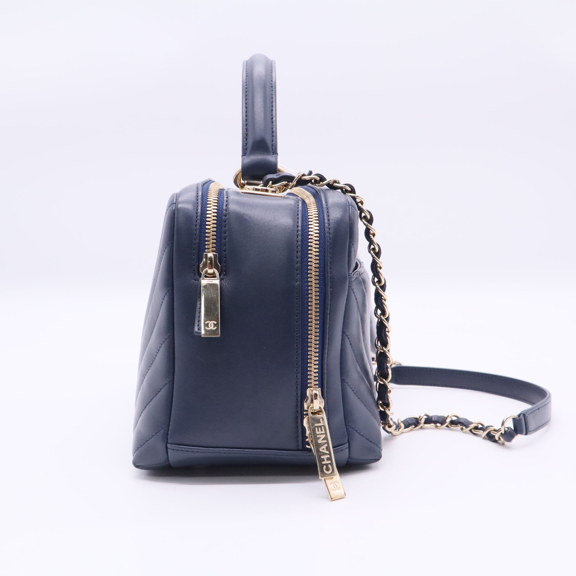 Trendy CC Bowling Bag Chevron Lambskin Medium Twins LDJ3328