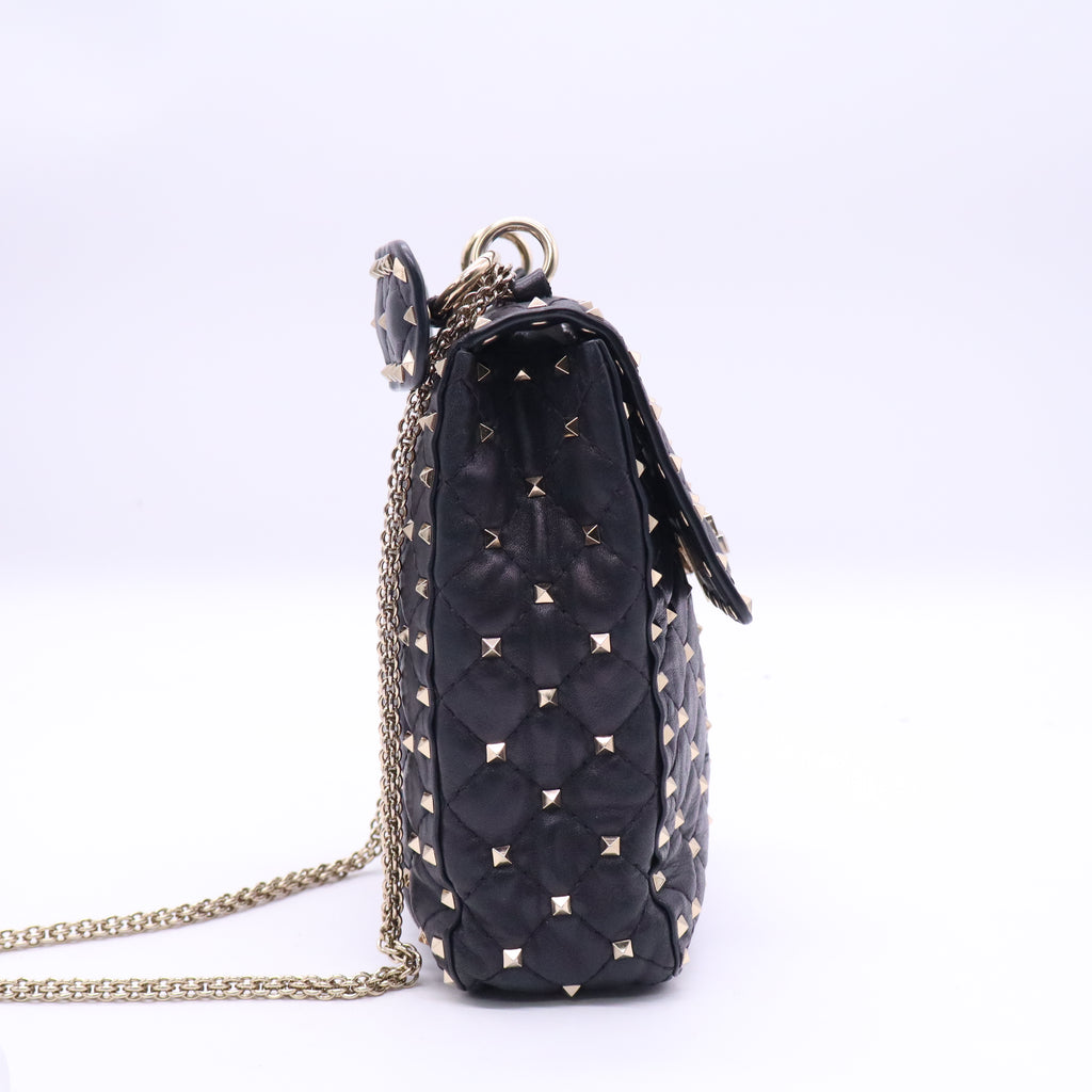 Vertical Rockstud Spike Flap Bag Quilted Leather Medium B21720