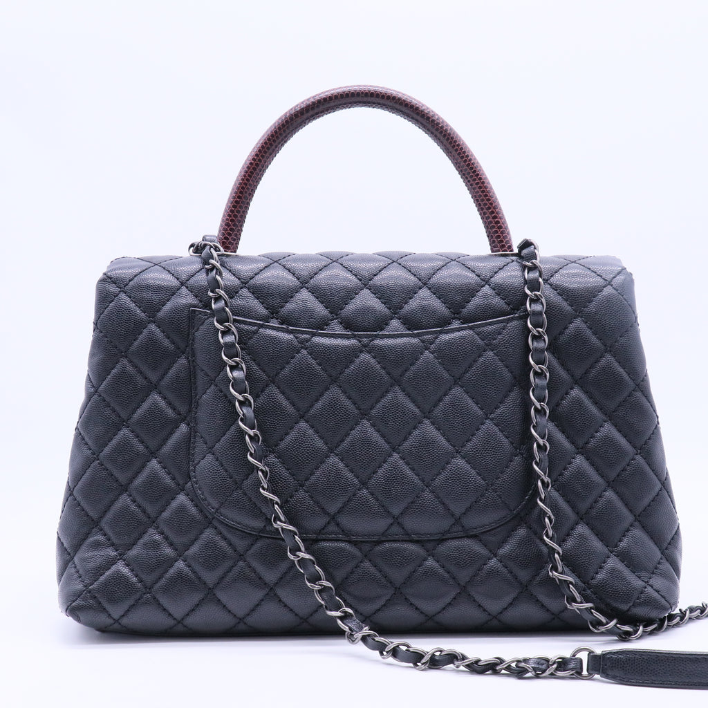 Medium Lizard-Trimmed Coco Handle Bag B20091