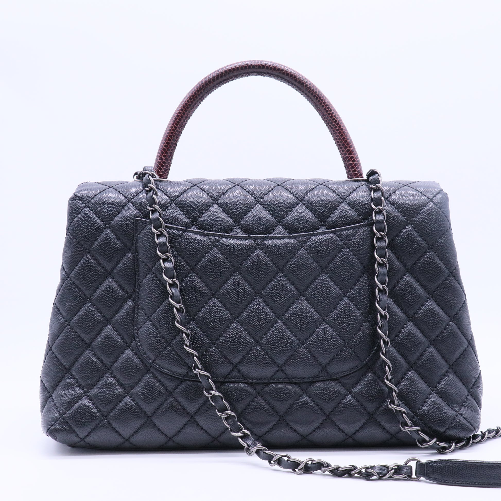 Medium Lizard-Trimmed Coco Handle Bag B20091