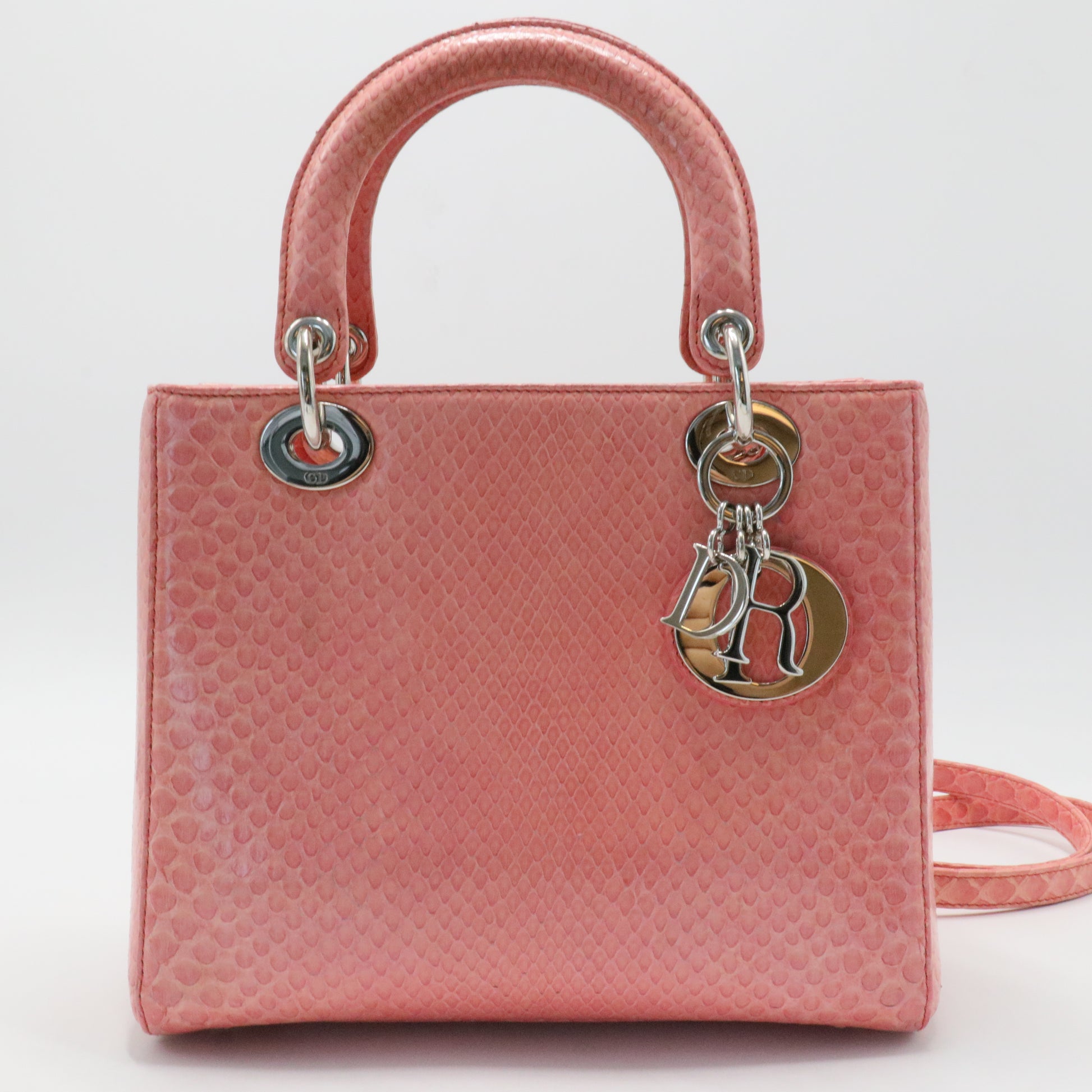 Pink Snakeskin Leather Medium Lady Dior Tote