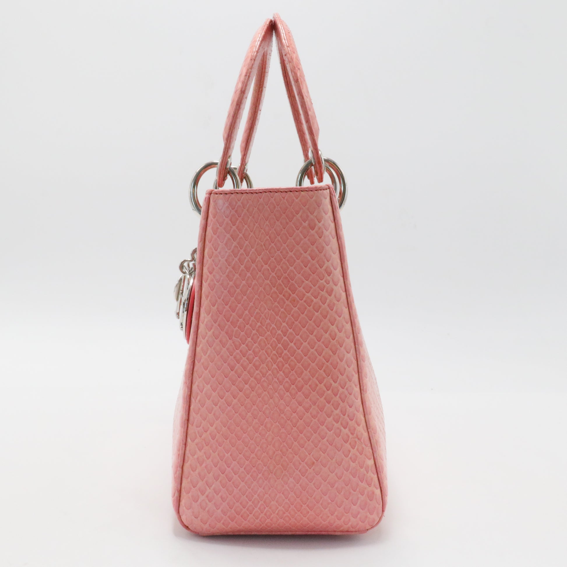 Pink Snakeskin Leather Medium Lady Dior Tote