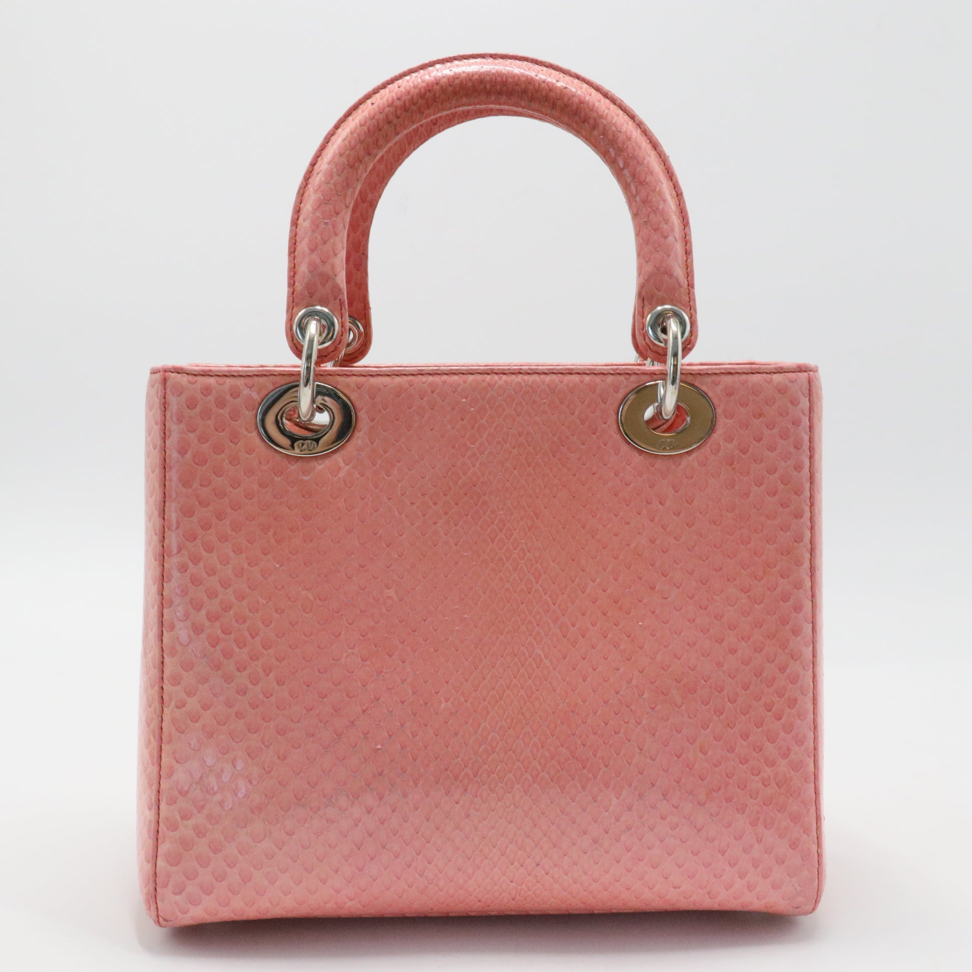 Pink Snakeskin Leather Medium Lady Dior Tote
