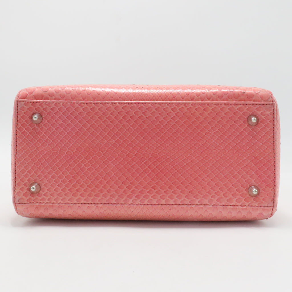Pink Snakeskin Leather Medium Lady Dior Tote
