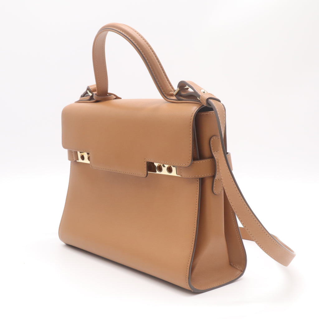 Delvaux Calfskin MM Tempete Satchel Camel twins B22713