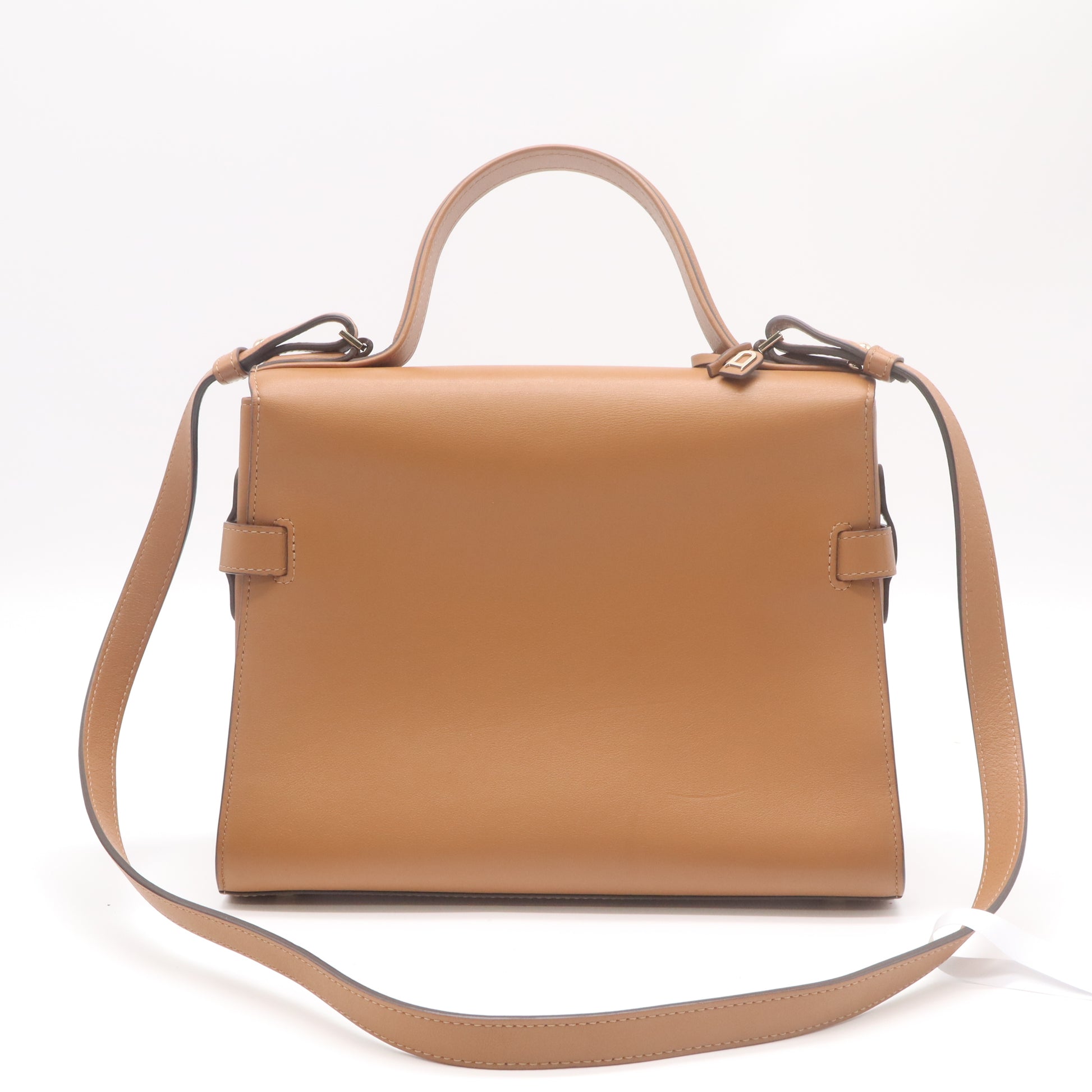 Delvaux Calfskin MM Tempete Satchel Camel twins B22713
