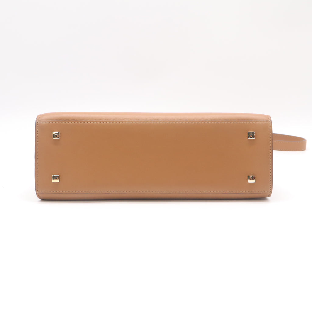 Delvaux Calfskin MM Tempete Satchel Camel twins B22713