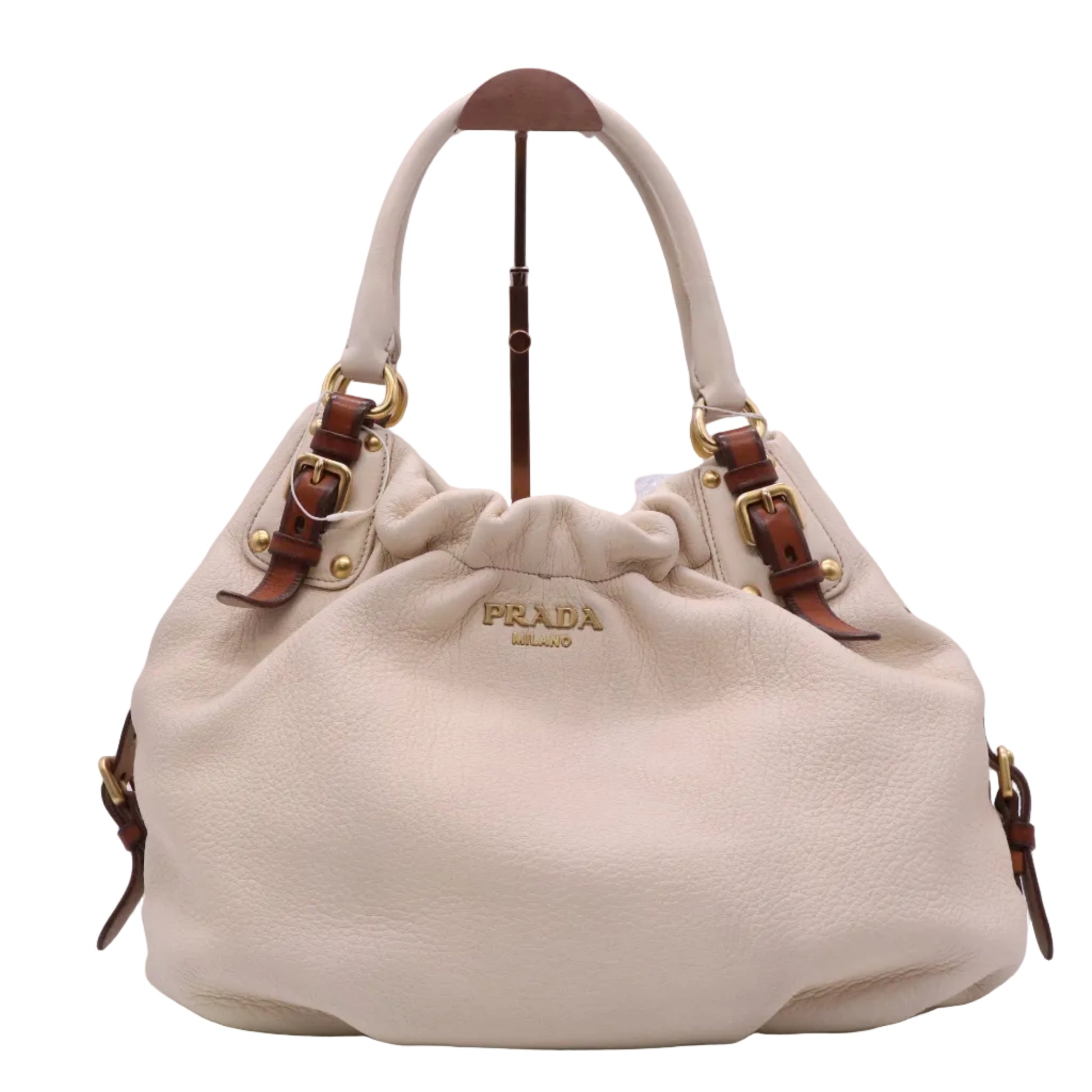 Prada Cervo Antik Shoulder Bag Talco twins B20833