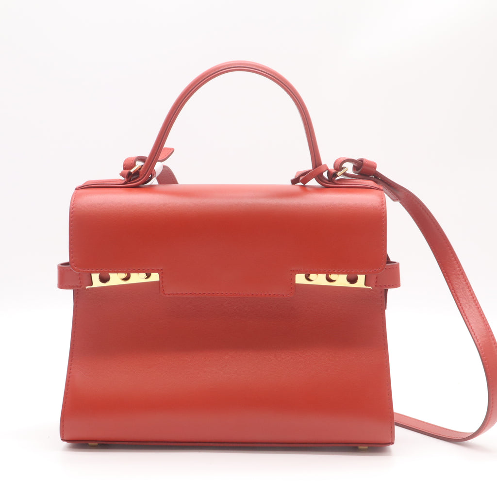 Delvaux Tempête MM Bag in Red Smooth Calfskin Leather B22726