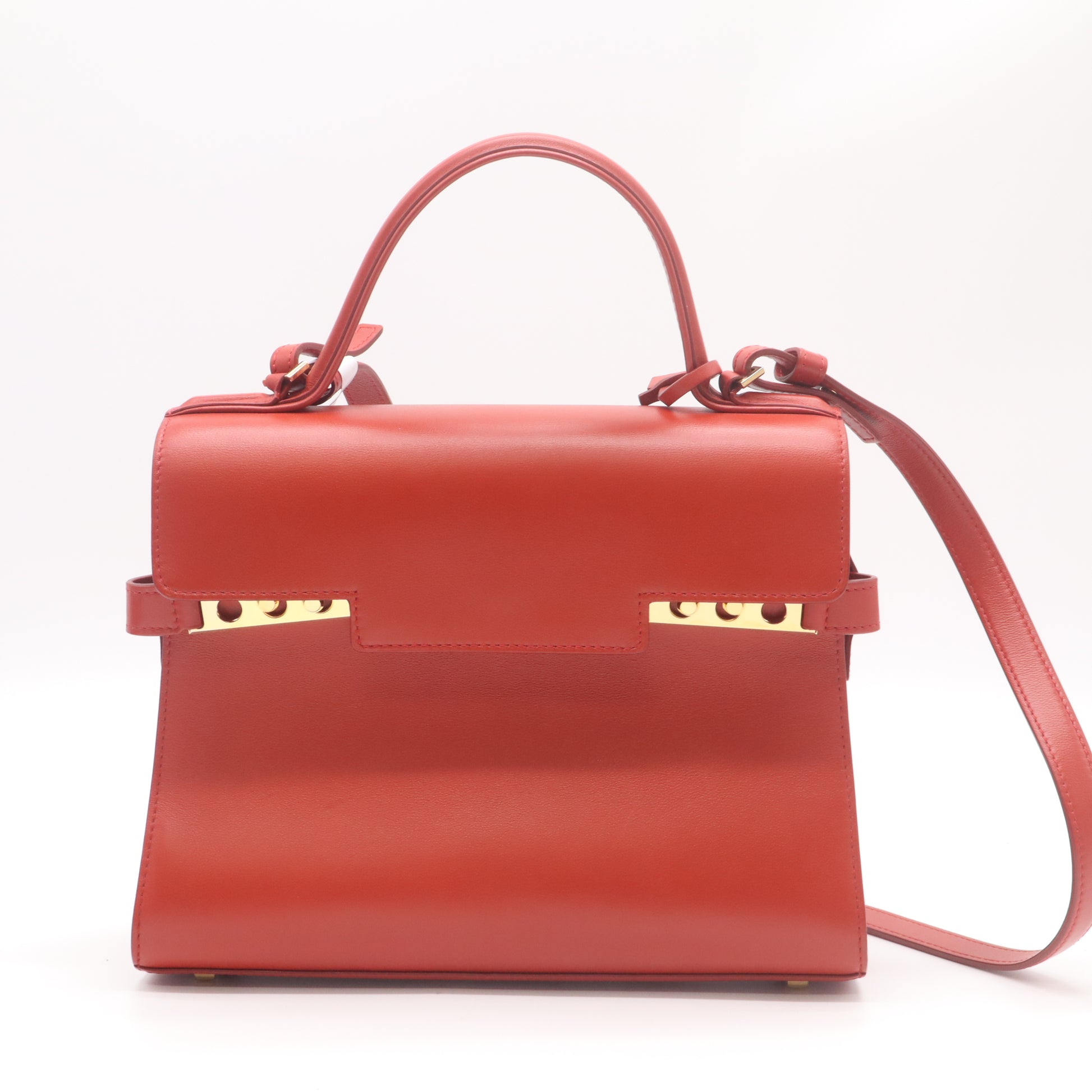Delvaux Tempête MM Bag in Red Smooth Calfskin Leather B22726