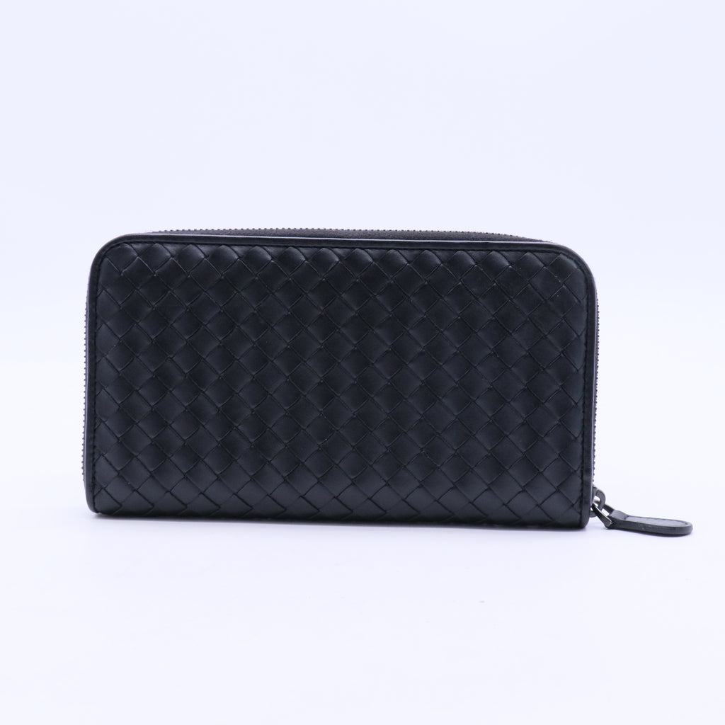 Nappa Intrecciato Zip Around Wallet Black W20126