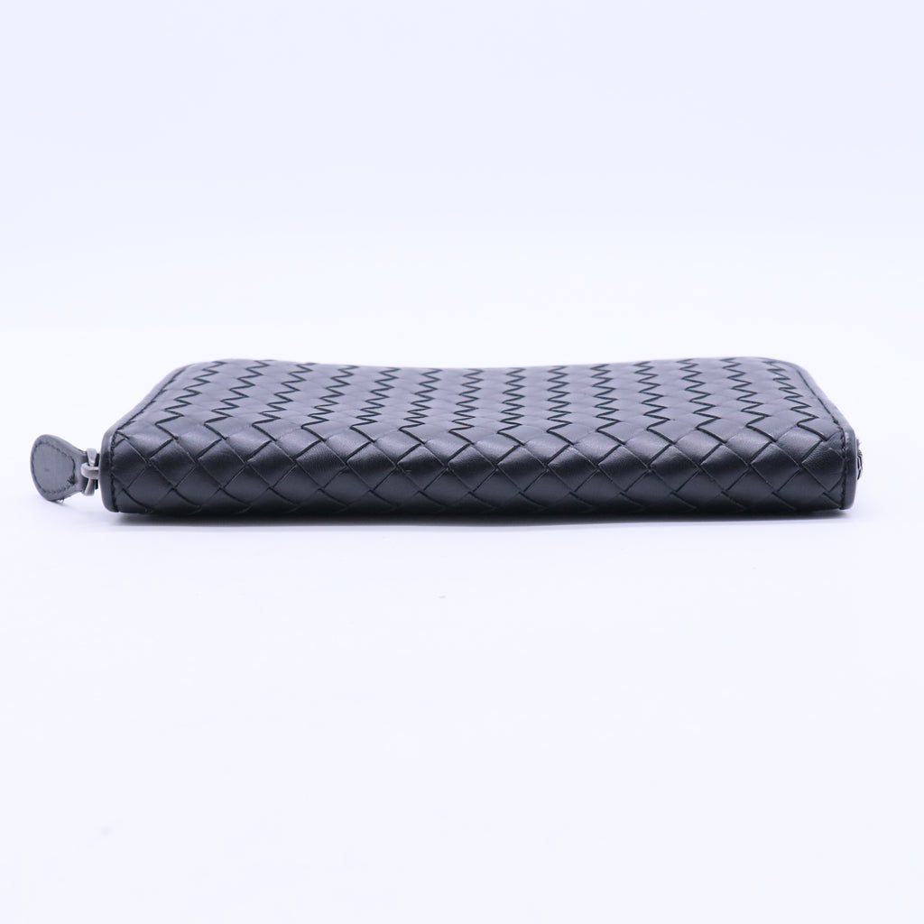 Nappa Intrecciato Zip Around Wallet Black W20126