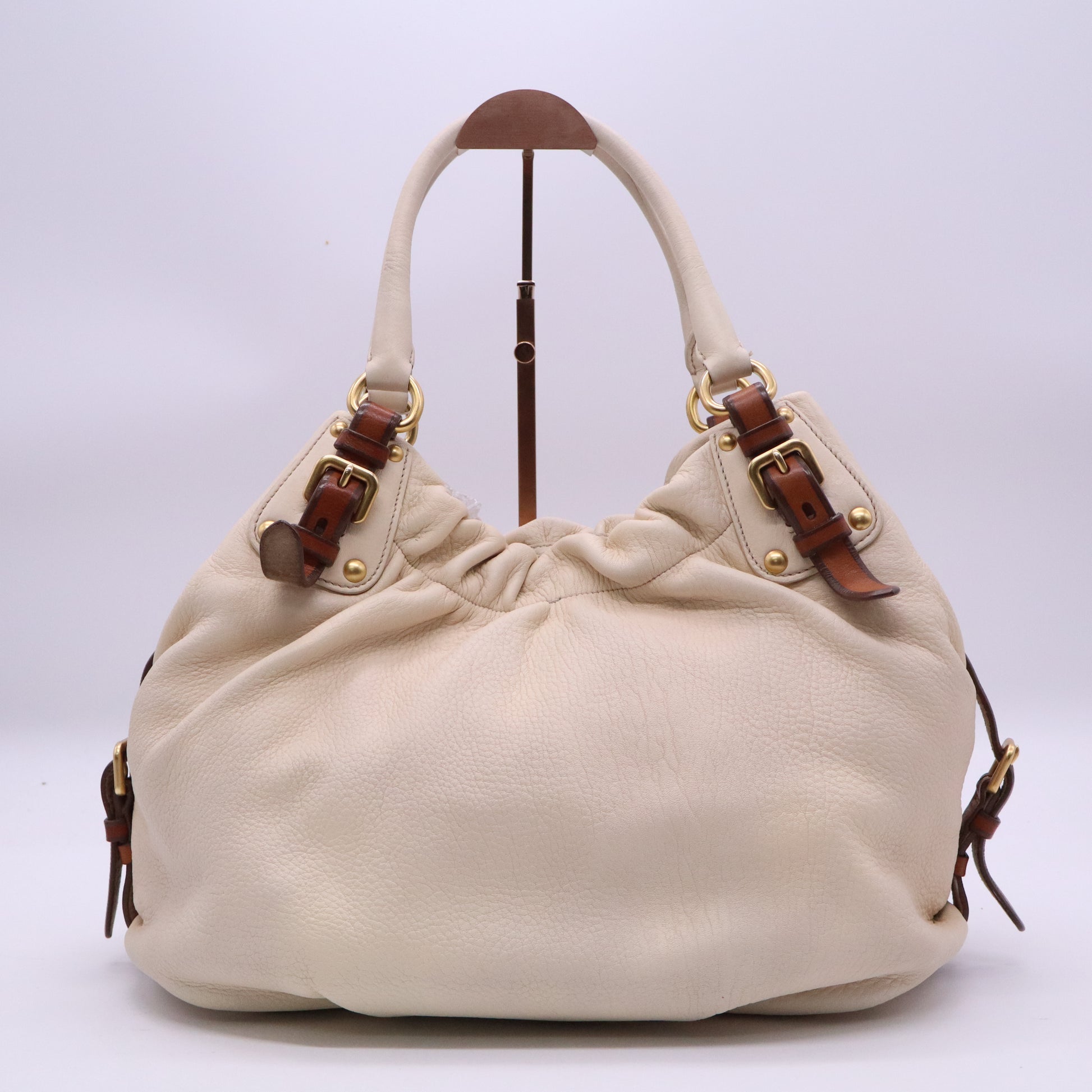 Prada Cervo Antik Shoulder Bag Talco twins B20833