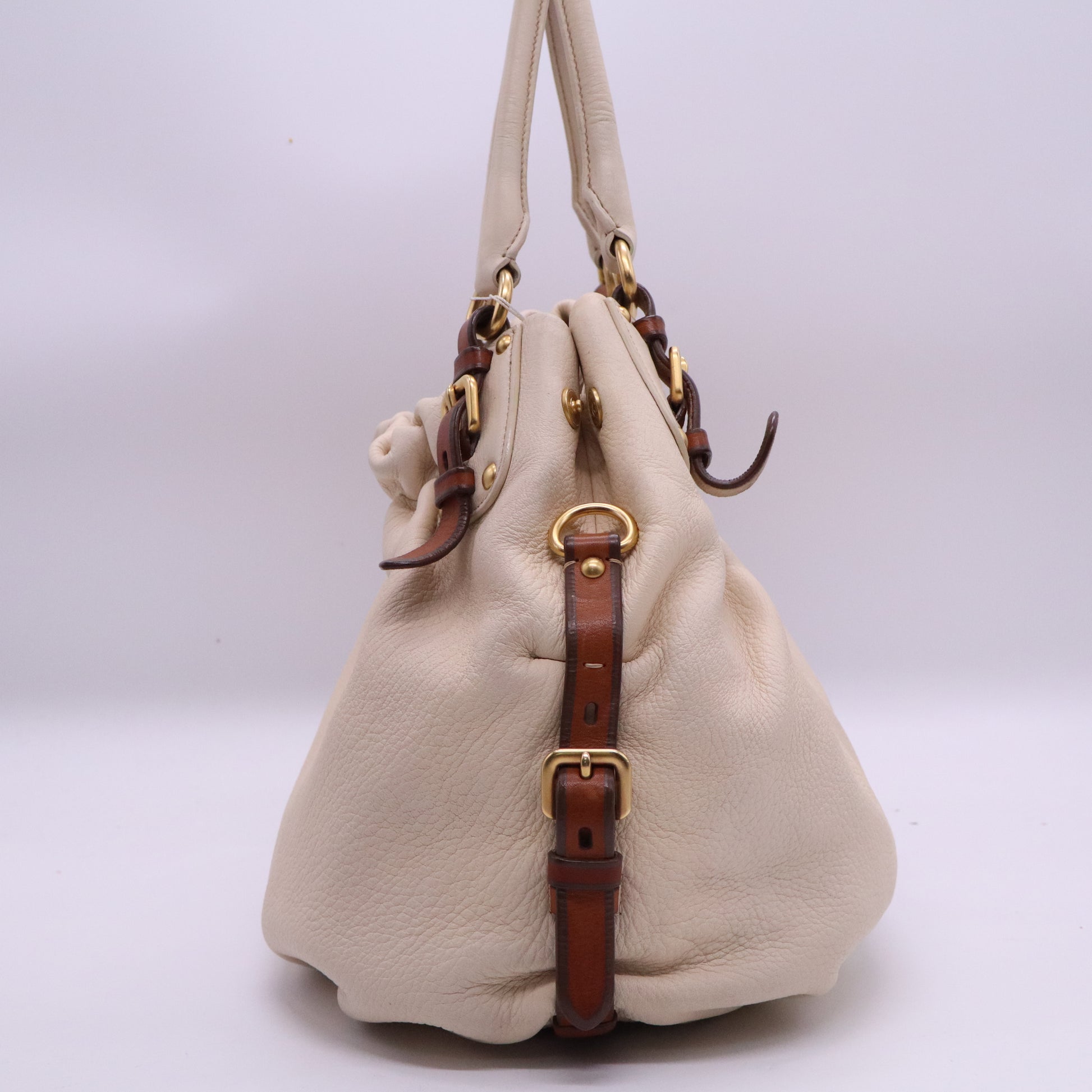 Prada Cervo Antik Shoulder Bag Talco twins B20833