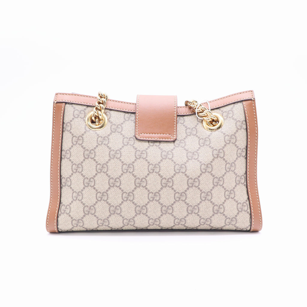 Gucci Padlock Chain Tote GG Coated Canvas with Leather Small twins LDJ2557