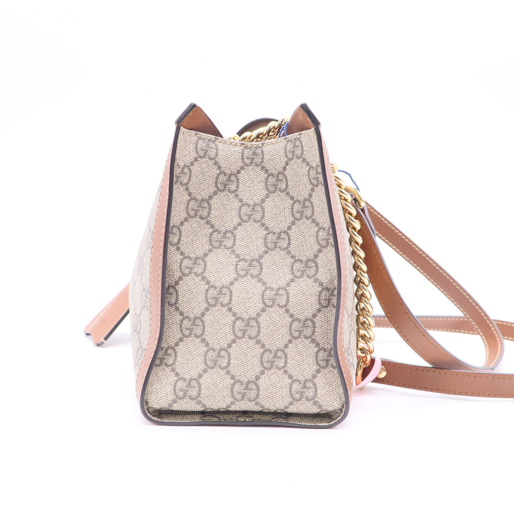 Gucci Padlock Chain Tote GG Coated Canvas with Leather Small twins LDJ2557