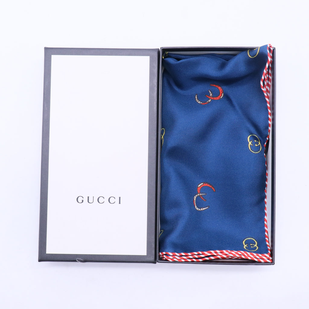 Interlocking G Silk Scarf Blue W20093