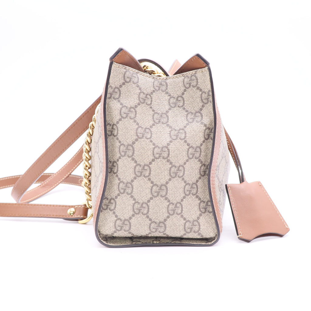 Gucci Padlock Chain Tote GG Coated Canvas with Leather Small twins LDJ2557