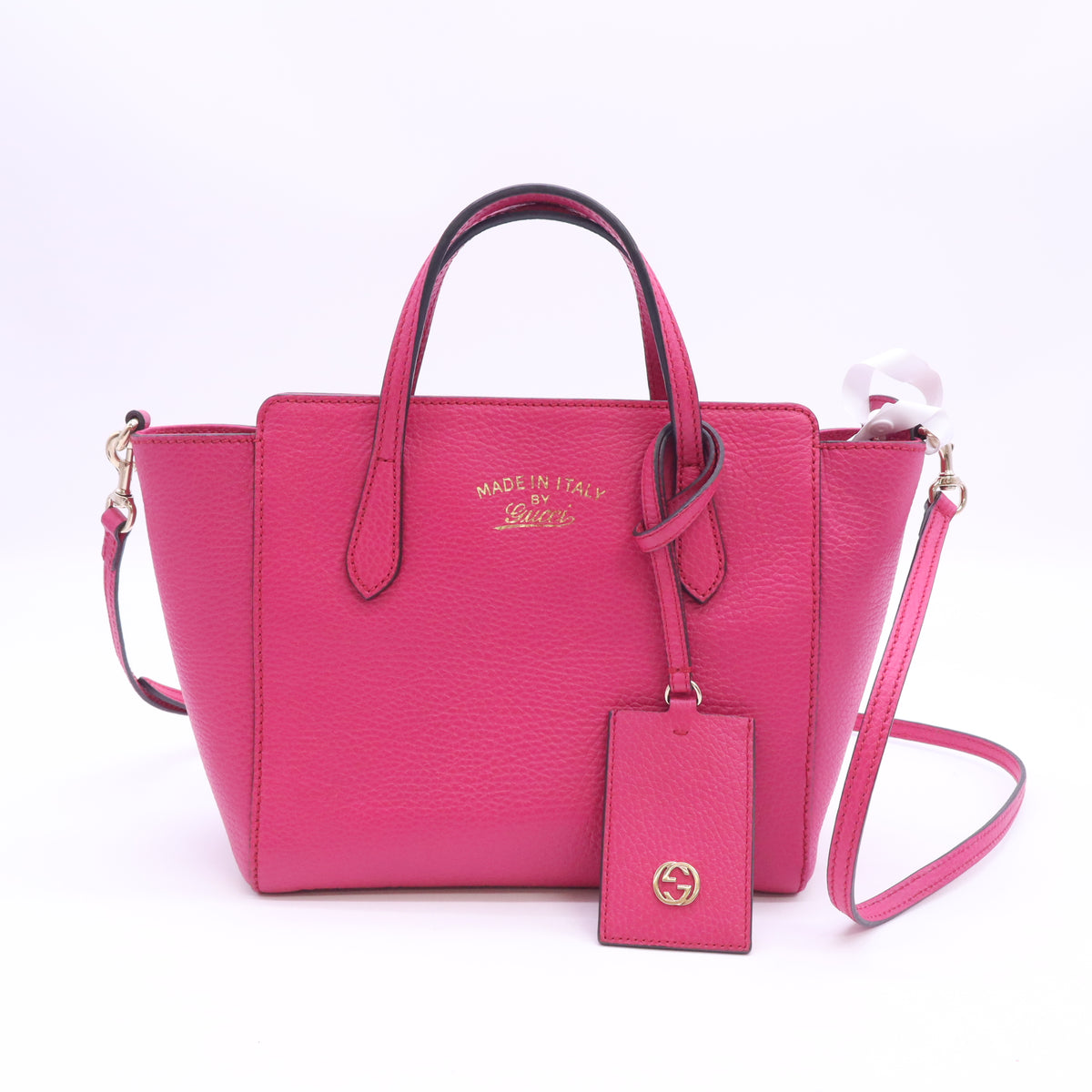 Dollar Calfskin Mini Swing Top Handle Bag Peonia Flower B24234