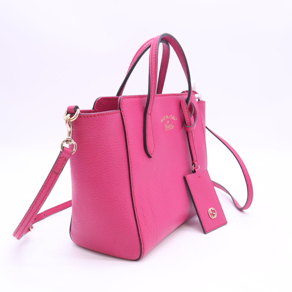 Dollar Calfskin Mini Swing Top Handle Bag Peonia Flower B24234