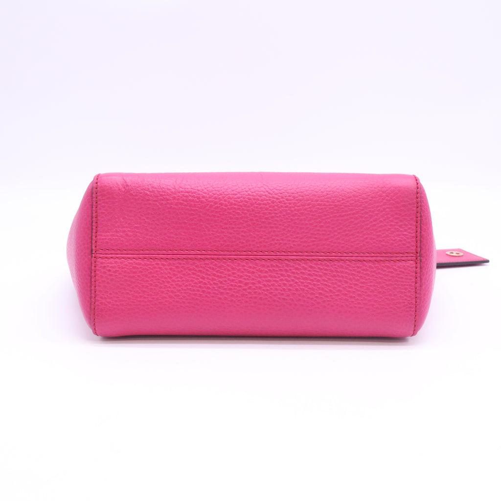Dollar Calfskin Mini Swing Top Handle Bag Peonia Flower B24234