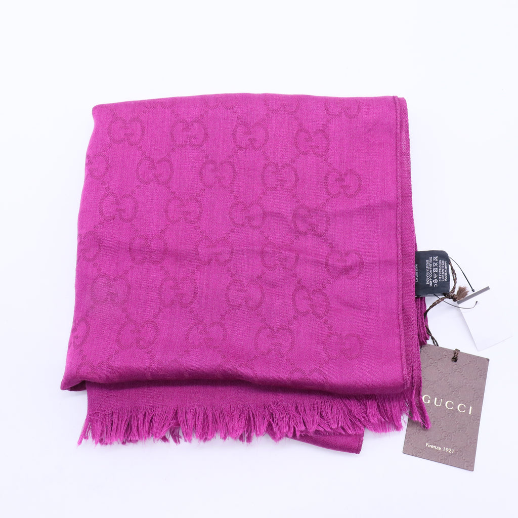 GG Logo Wool and Silk Scarf Pink W20089