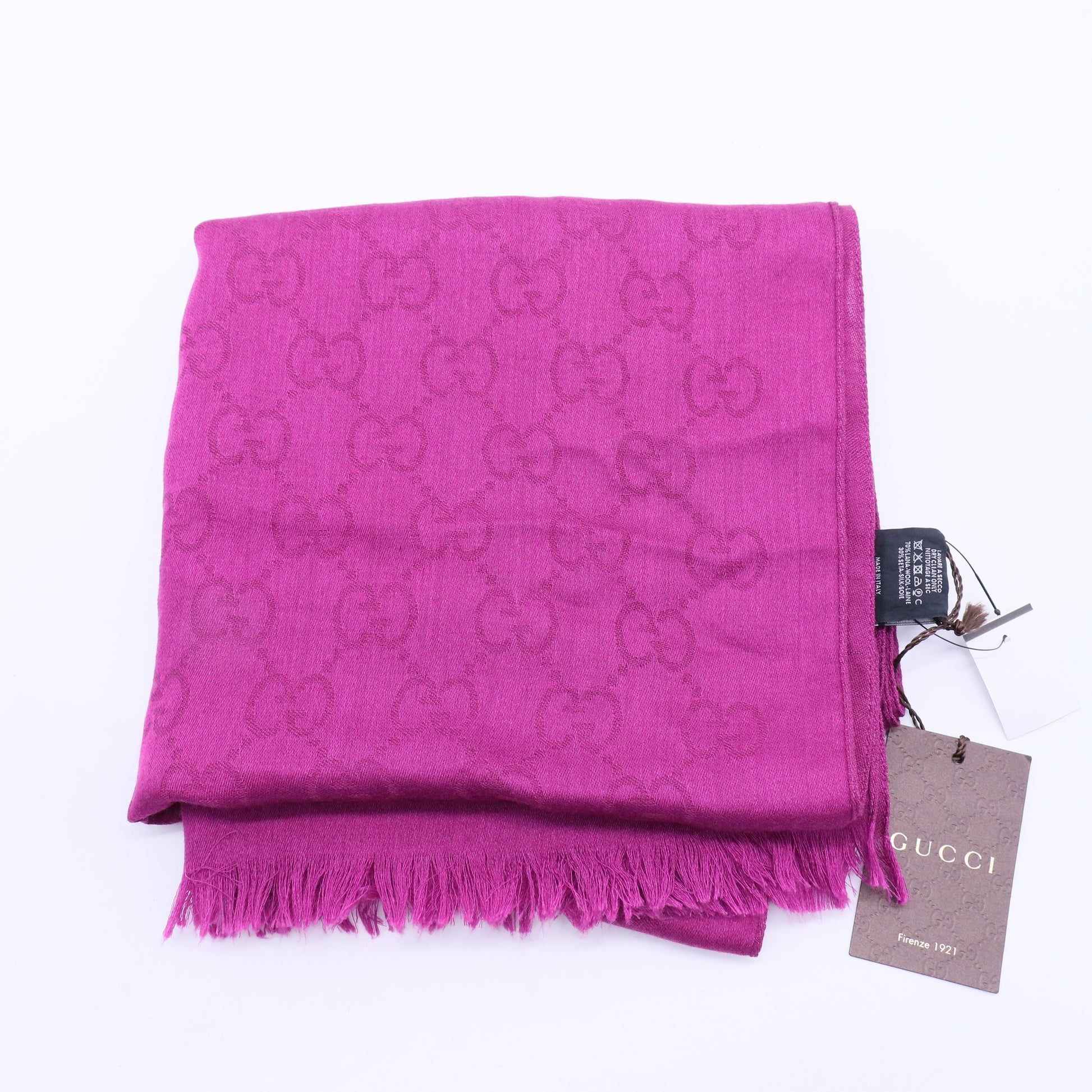 GG Logo Wool and Silk Scarf Pink W20089