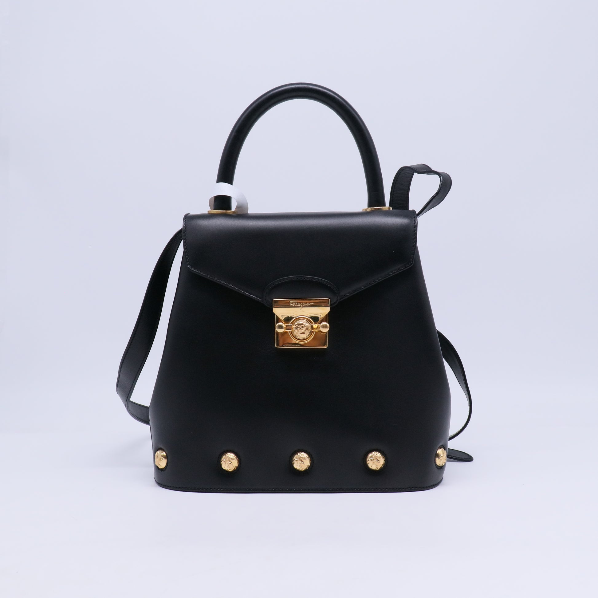 Vintage Flap Lock Backpack Studded Leather B21693
