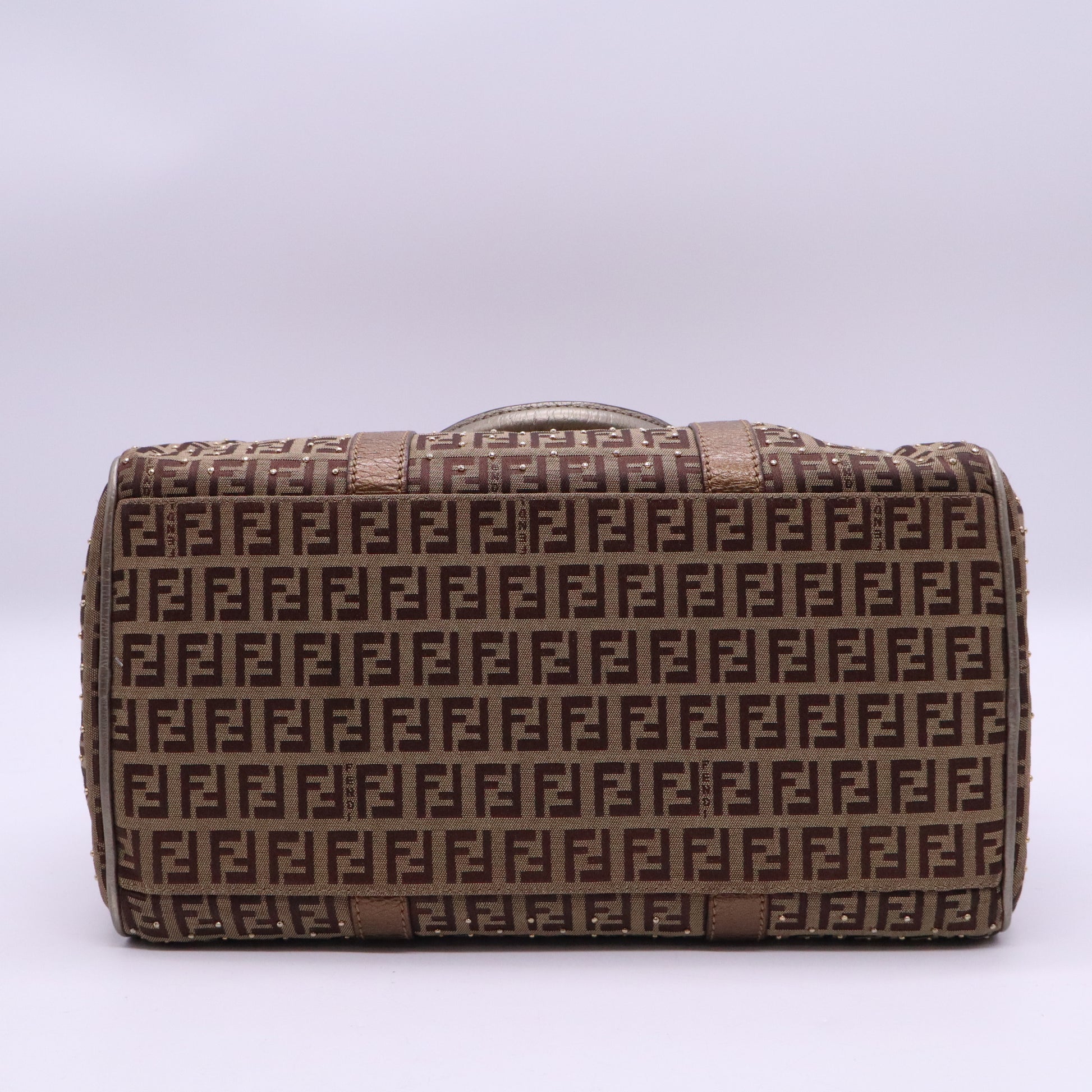 Fendi Chestnut Zucchino Coated Canvas Spalmati Forever Bag twins B20892