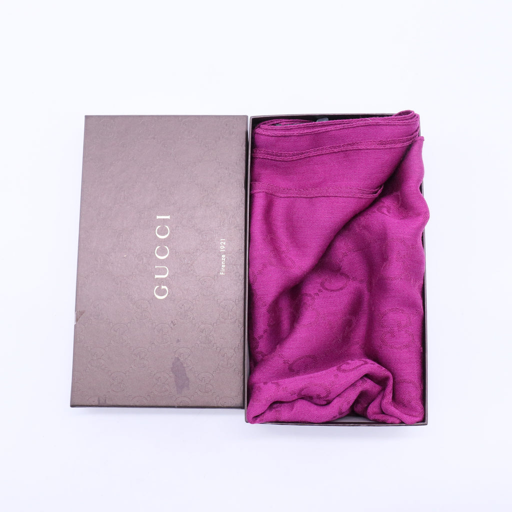 GG Logo Wool and Silk Scarf Pink W20089