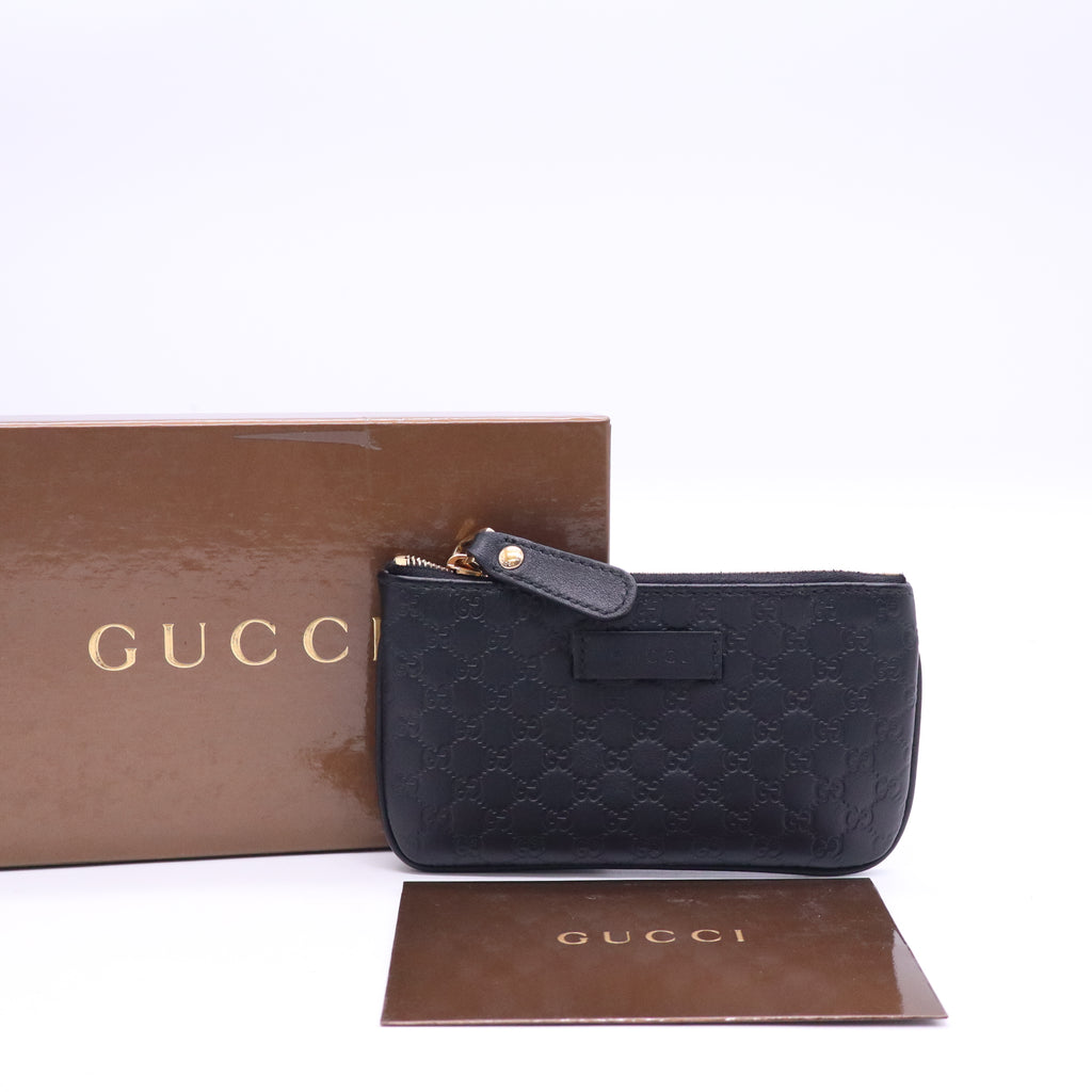Gucci Microguccissima Key Ring Coin Case Black W20872