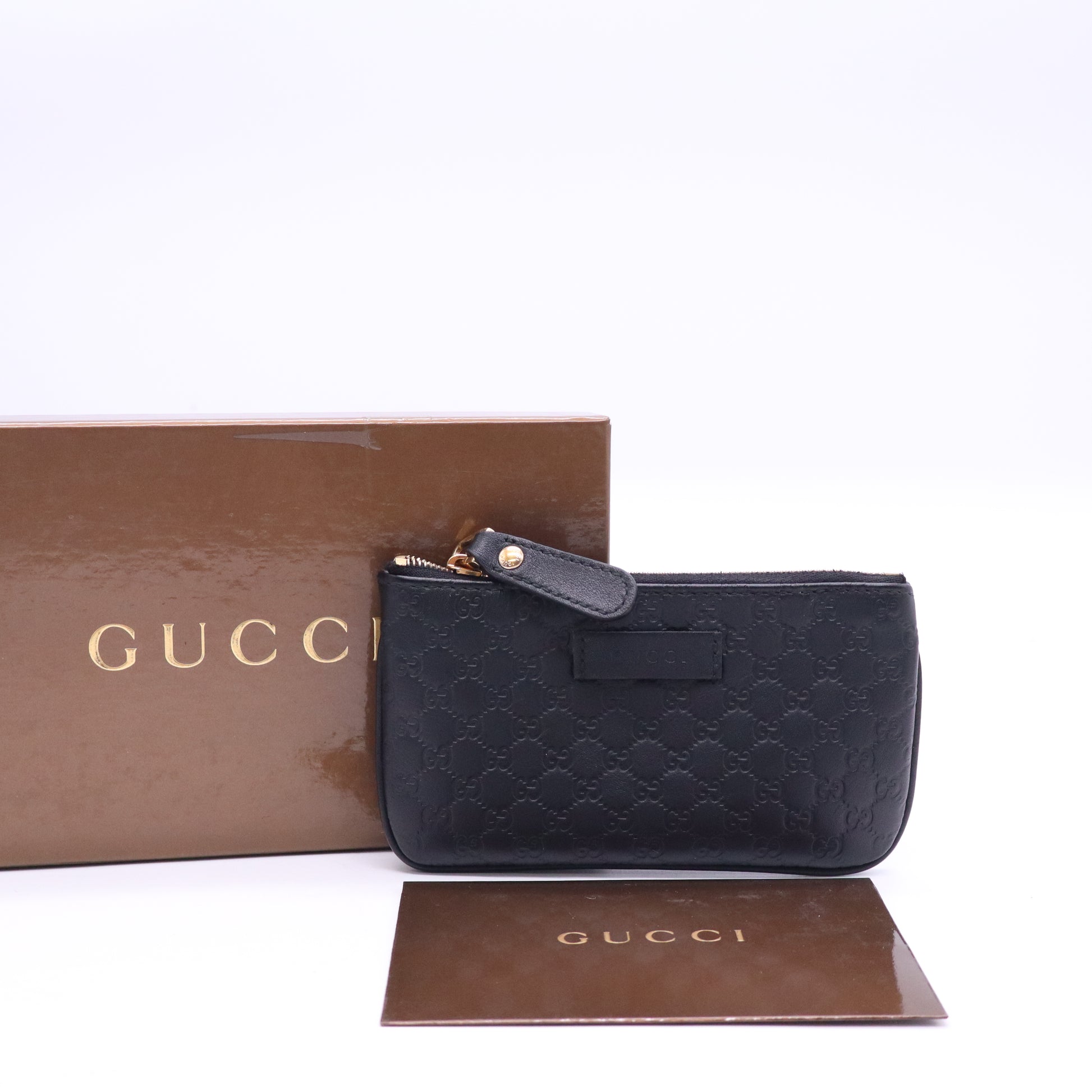 Gucci Microguccissima Key Ring Coin Case Black W20872