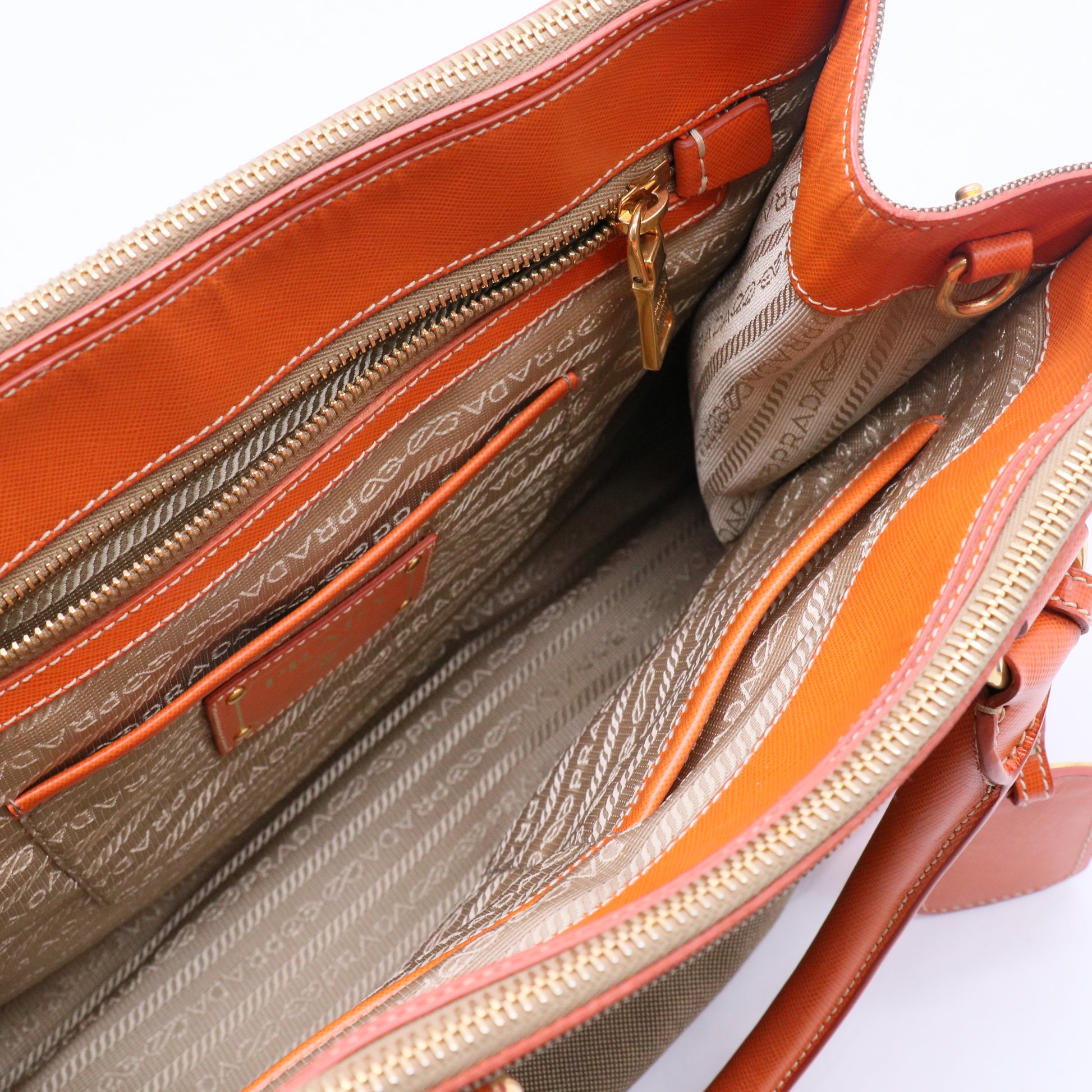 Saffiano Trimmed Canvas Canapa Logo Double Zip B20019