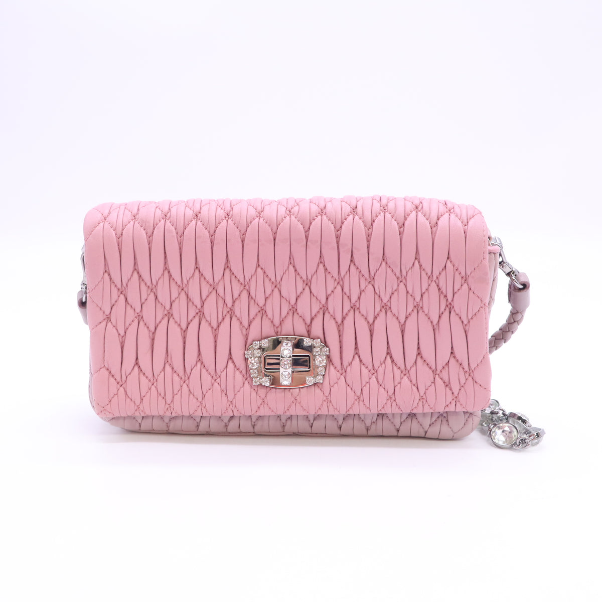 Miu Miu Nappa Matelassé Crystal Chain Shoulder Bag B24572