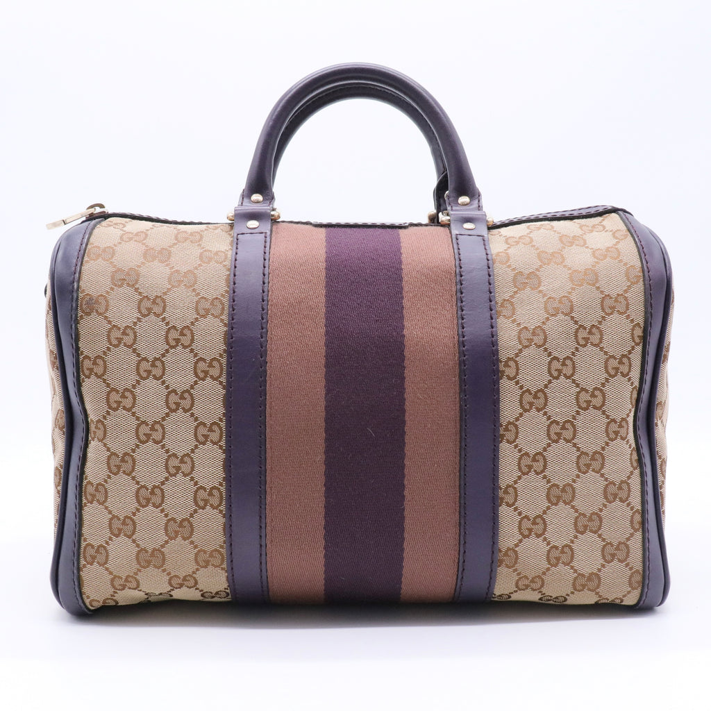 Brown GG Canvas Web Joy Boston Bag Beige twins