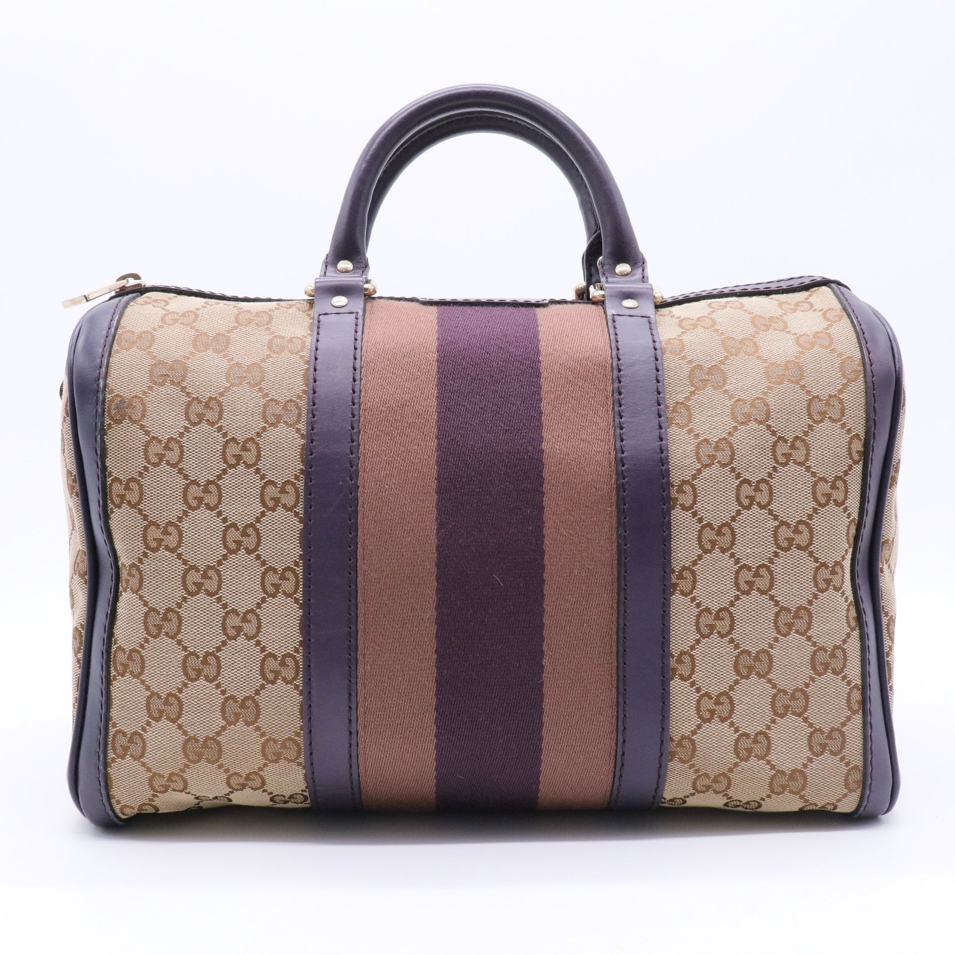 Brown GG Canvas Web Joy Boston Bag Beige twins