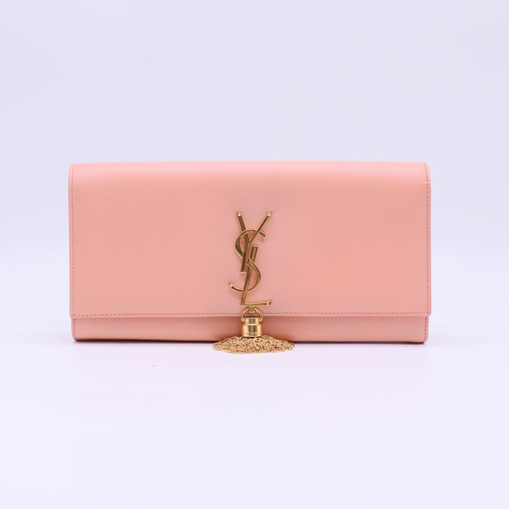 Saint Laurent Peach Leather Kate Tassel Clutch B22604