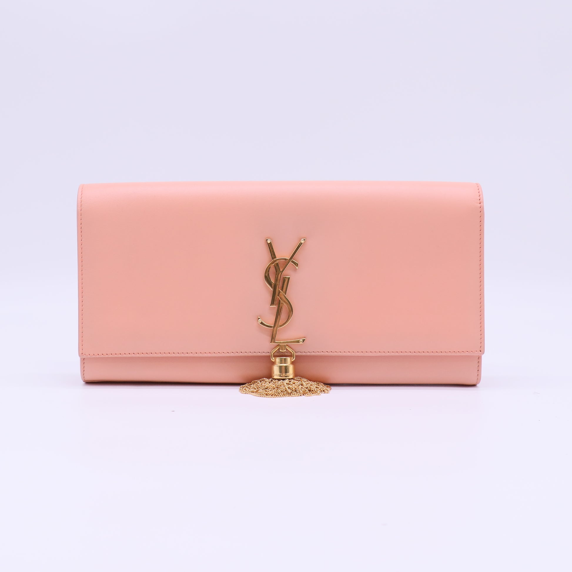 Saint Laurent Peach Leather Kate Tassel Clutch B22604